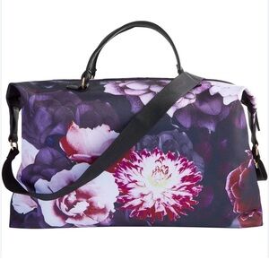 Black and Purple Floral Weekender Duffel Bag